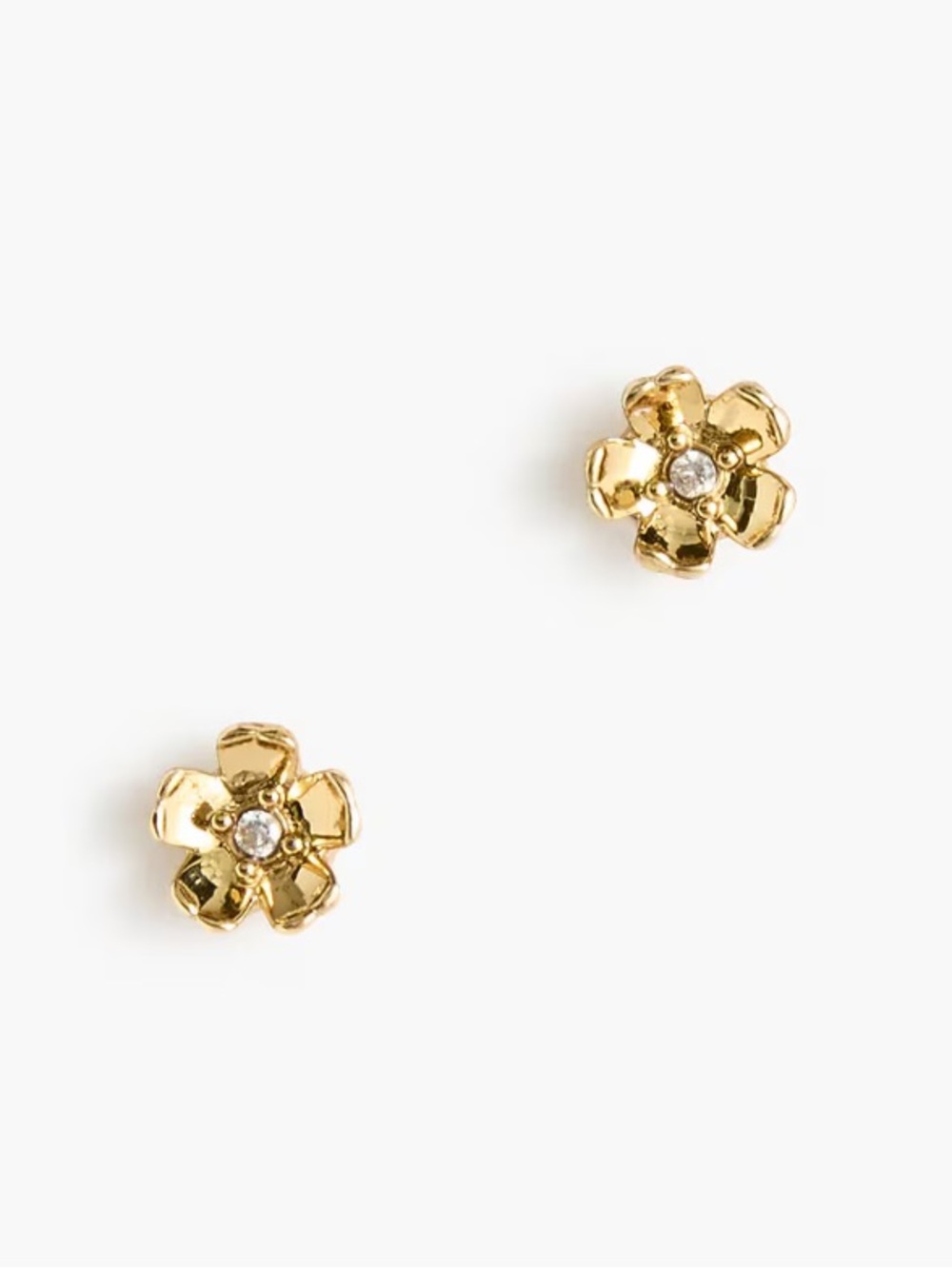 Floral Crystal Stud Earrings Gold-Tone J. Crew New with Tags